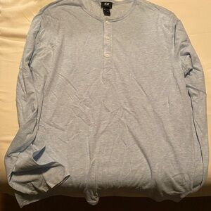 H&M Sky Blue Men's Long Sleeve Henley